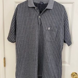 VINTAGE Polo Ralph Lauren Shirt Mens Standard Sz Blue Gray Short Sleeve Linen